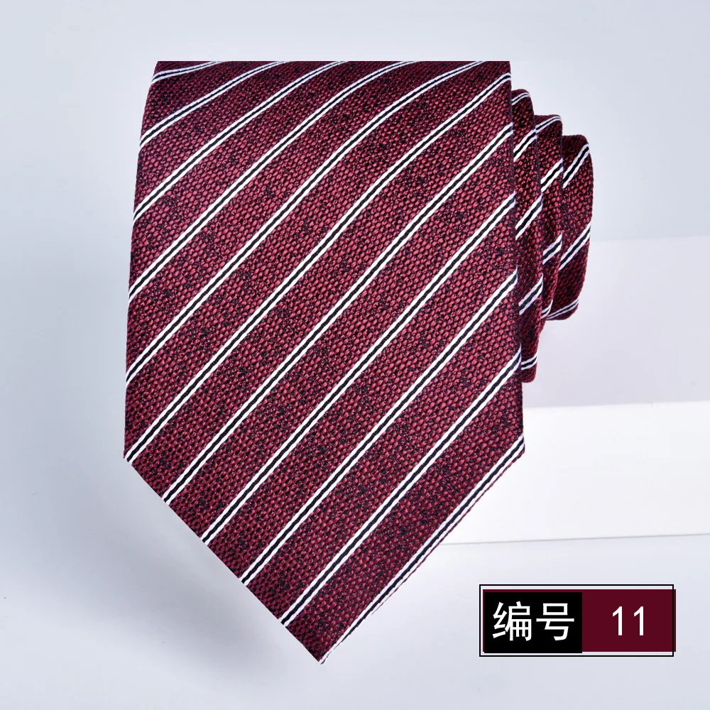 Burgundy Diagonal Stripe Jacquard Men Necktie 8cm Width Contrast Striped Neck Tie Classic Formal Business Office Wedding Suit