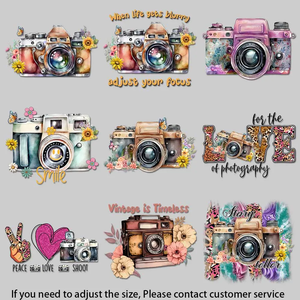 Vintage Camera Watercolor Transfers - Floral & Butterfly Art for DIY T-Shirts & Tote Bags High-Quality Washable Prints