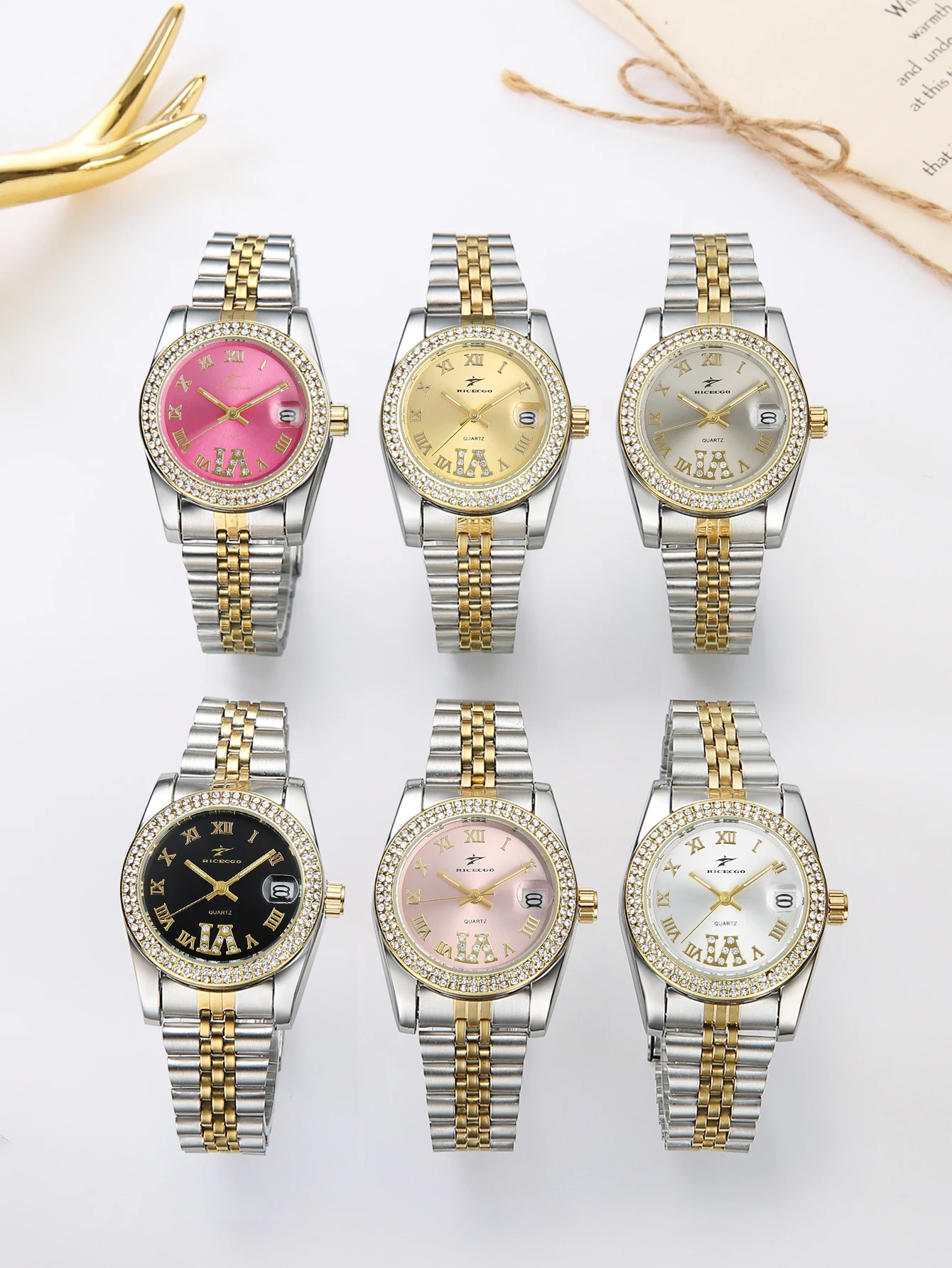 Women's Analog Quartz Watch, Embellished with Rhinestones, Is a Stylish and Elegant Accessory Suitable for Various Occasions, and Is a Durable and Fashionable Accessory.