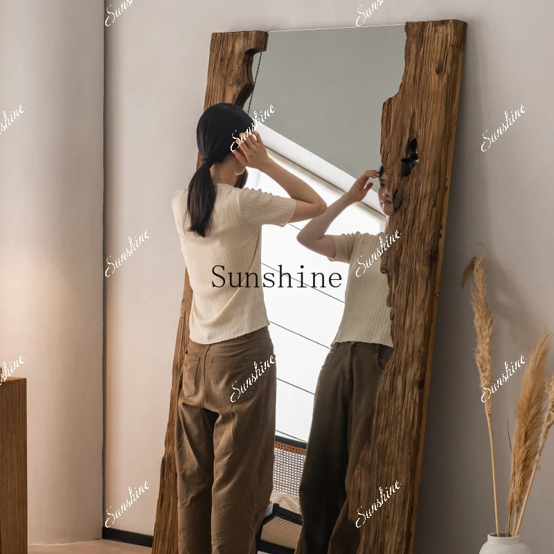 مرآة كلاسيكية من الخشب الصلب لكامل الجسم بطول كامل، مرآة ديكور منزلي إبداعية FT #4