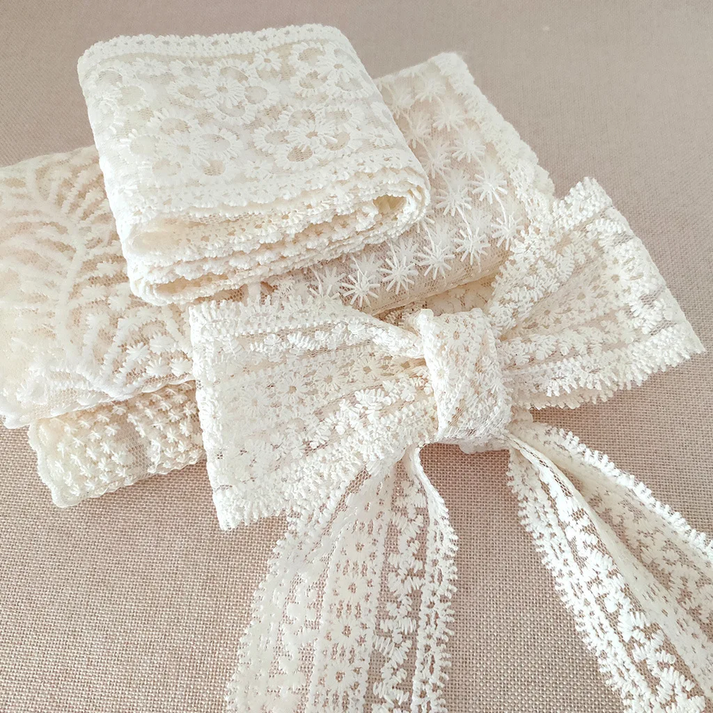 Rice Apricot Embroidery Lace Handmade DIY Headwear Decorative Skirts Handicrafts Materials Accessories