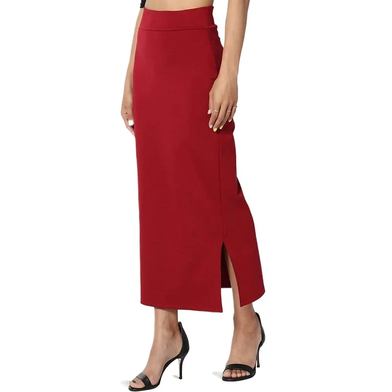 

Solid Color Casual Long Skirt For Women 2025 Summer Fashion Women's High Waist Split Skirt Office Lady Wrap Hip Maxi Skirt