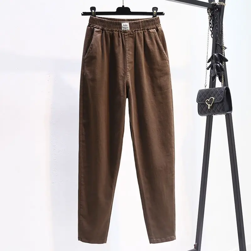 Pantalones cortos ajustados de cintura alta para mujer, pantalones sencillos de Color liso con bolsillos, versión coreana, primavera y otoño
