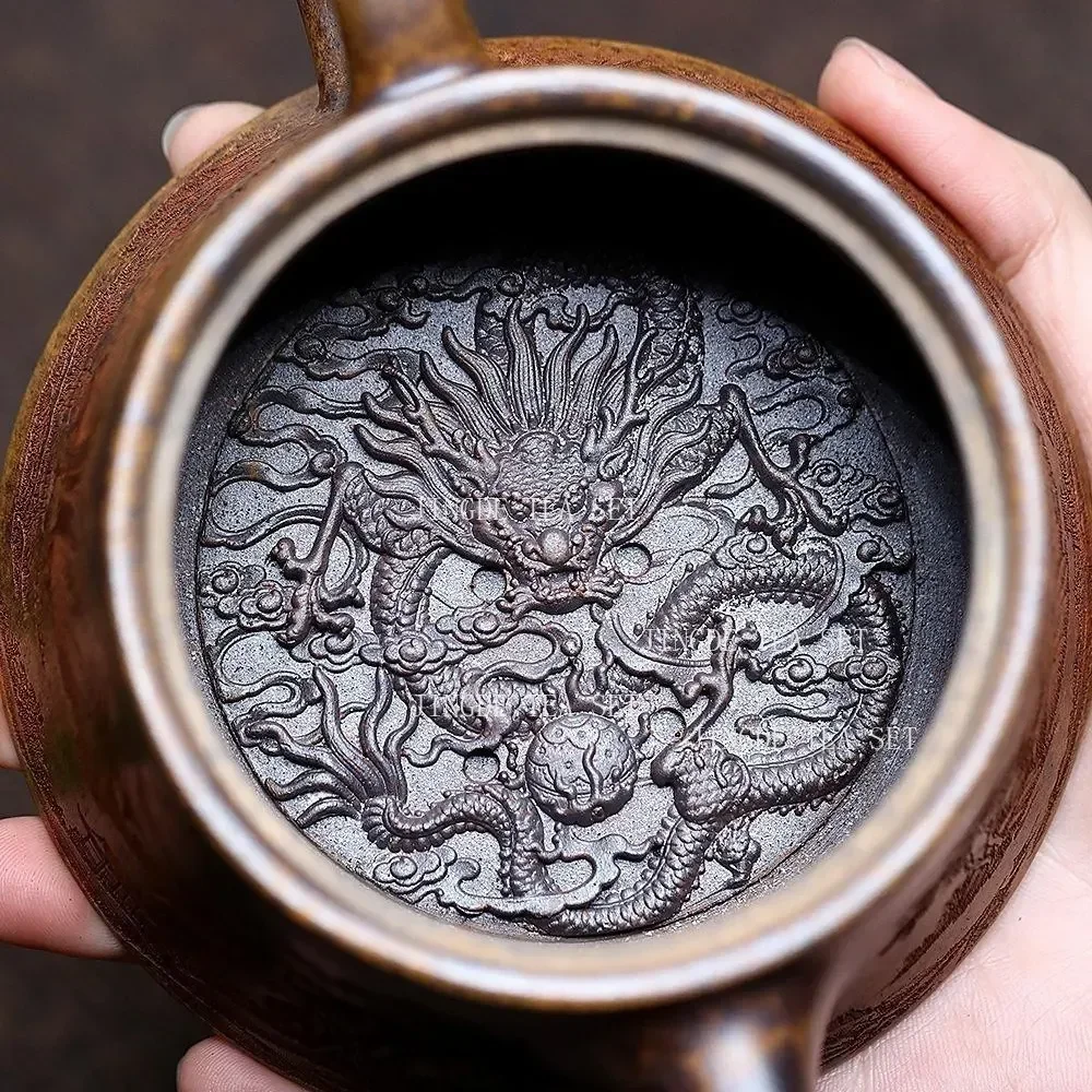 

220 мл китайский Исин ручной работы фиолетовый глиняный чайник креативный бытовой чайник ручной работы дракон тигр чайник Zisha чайный сервиз подарки