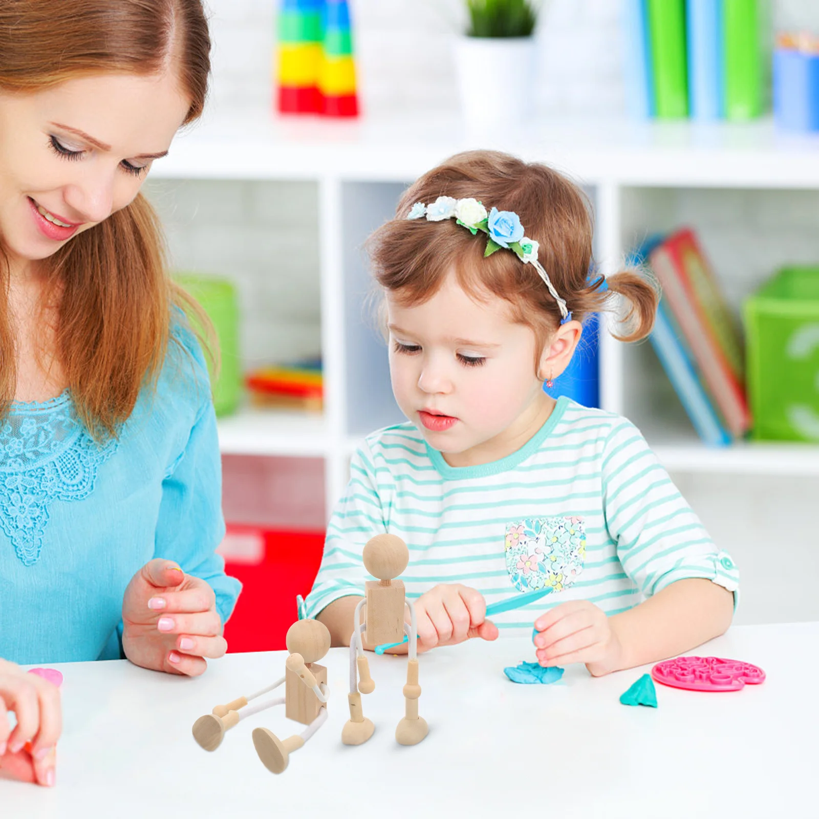 4 قطع من الروبوتات الخشبية غير المكتملة ذاتية الصنع، حرفة إبداعية Mdf ناعمة للأطفال، لوحة تعليمية لتزيين سطح المكتب، بني فاتح #1