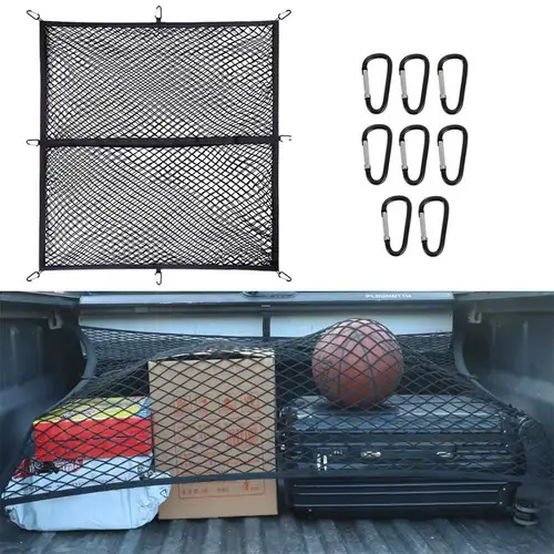 Imagen 2 del producto Red de carga elástica de 1x1,2 M/1,2x1,2 M, camioneta, cuerpo, maletero de carga, elasticidad fija, bolsa de red antideslizante, herramienta de almacenamiento de equipaje