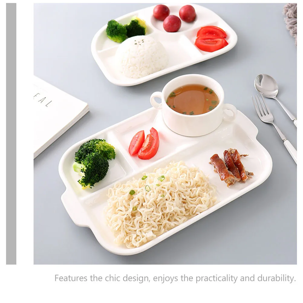 

1Pcs Ceramic Divided Plate Multi Compartments Moisture Retention Freshness White Food Plate Divided Dish Household Tableware