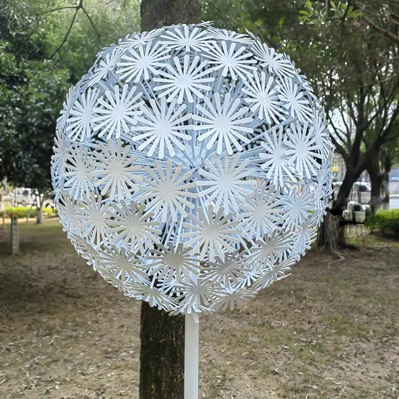 Scenic outdoor lawn garden creative dandelion decorative ornament wrought iron stainless steel sculpture park landscape