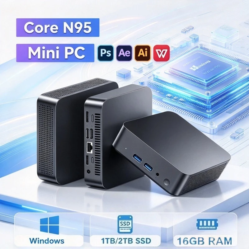 2026 Mini PC Protable Gaming N95 16GB RAM  WIFI6 BT5.2 4K 1TB 2TB SSD 1000Mbps Mini Gamer Computer PC