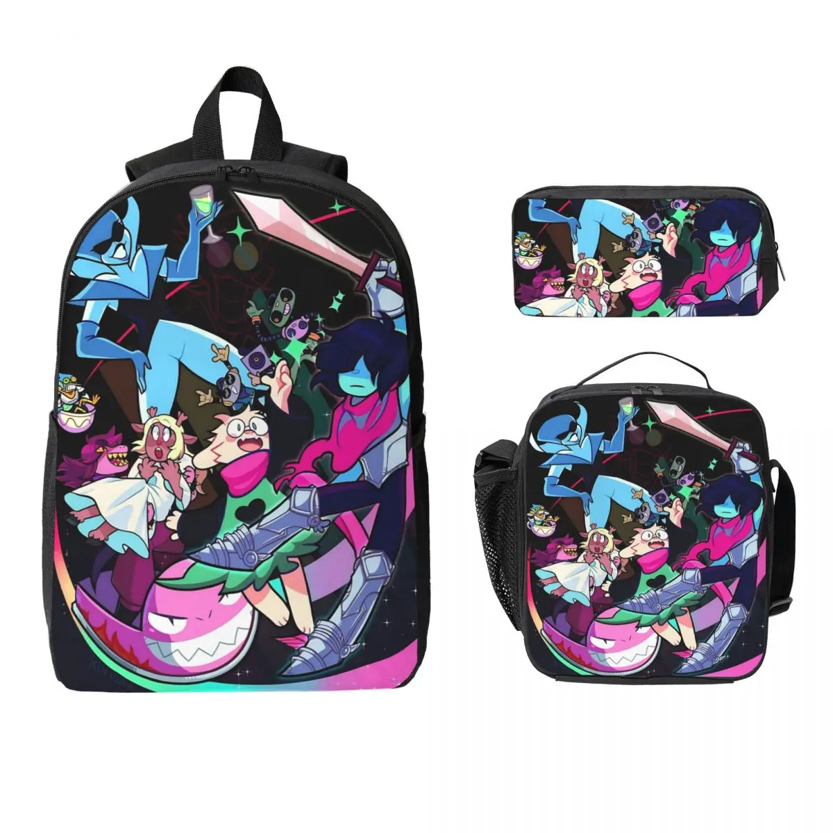 3Pcs Spamton X Tenna Deltarune Backpack Set for Boy Girl Pencil Boxes Bookbag Sets with Lunch Box For School Students Knapsack