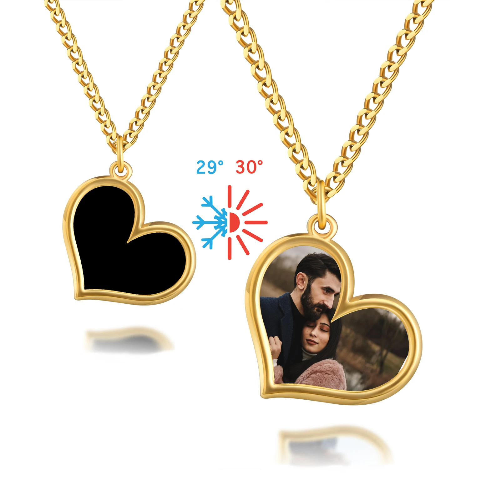 Heart Custom Hidden Picture Necklaces Magic Necklace With Personalized Photo Heat-Activated Necklace Christmas Gifts for Mom