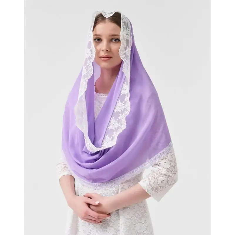 39BD Elegant Laces Veil Soft Breathable Veil Bridal Church Veil Women Head Accessory
