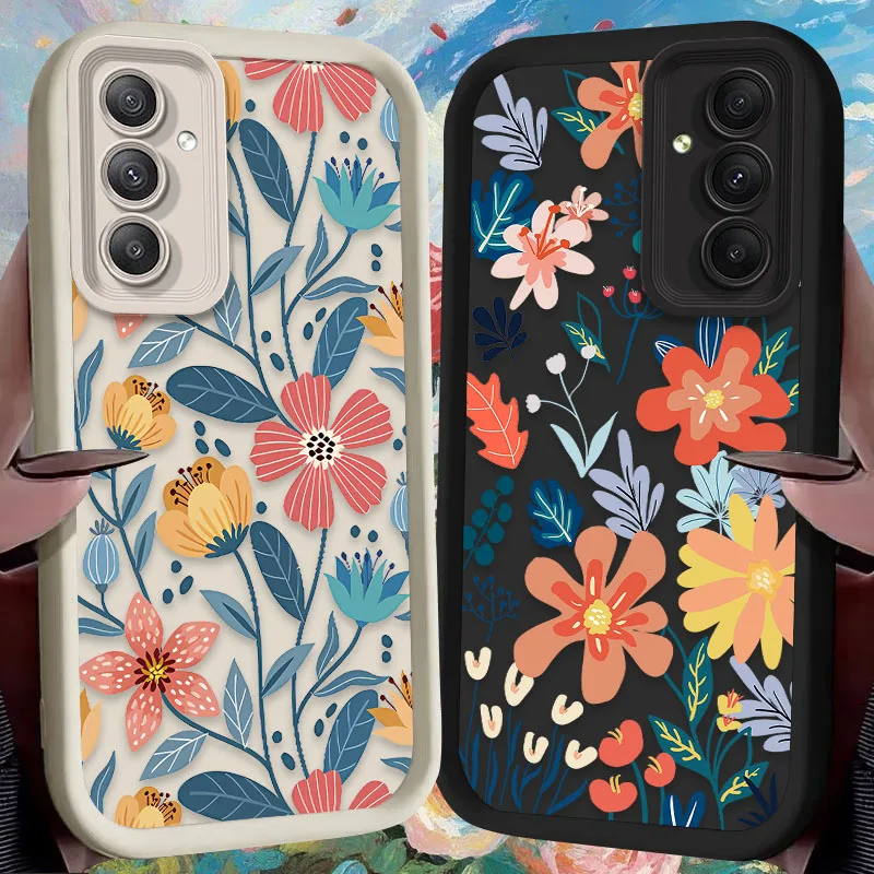 Color Flower Grass Matte Case for Samsung Galaxy S25 S24 S23 Ultra S22 S21 Plus FE 5G A54 A34 A14 A73 A53 A33 5G Silicone Covers