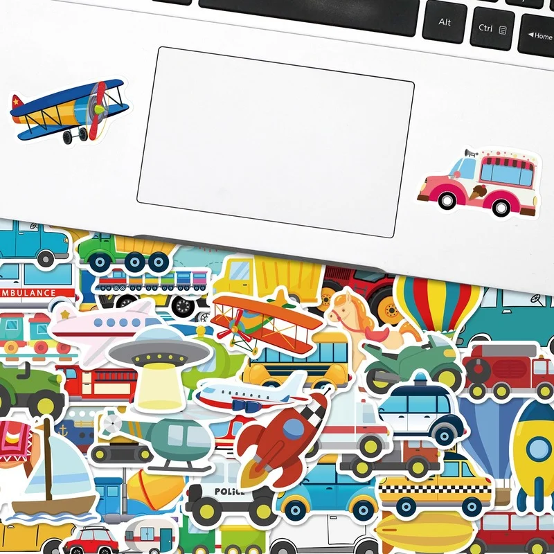 10/25/50pcs Transportation Cartoon Stickers Vehicle for Teaching Home Wall Rewards Gifts Art Toys phone suitcase fridge