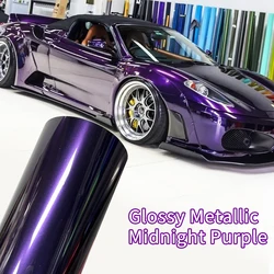 Super Gloss Metallic PET Midnight Purple Auto Wrapping Vinyl PVC Car Wrap Color Film Body Position Anti-Scratch Color-Changing