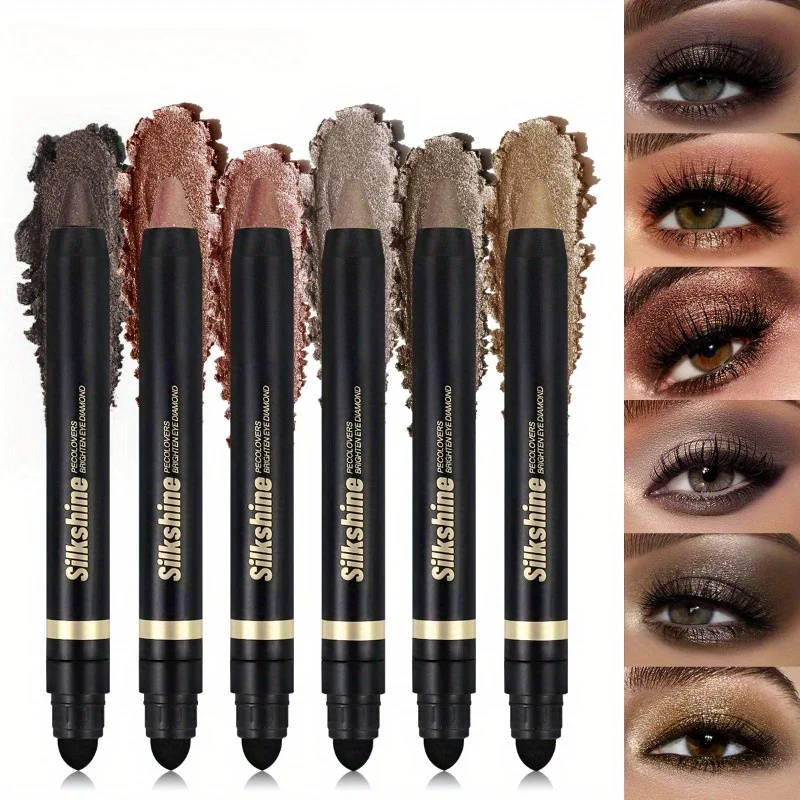 Glitter Eyeshadow Pen Smoky Eyes Makeup Long Lasting Shimmer Matte Lying Silkworm Eyeshadow Pencil Highlighter Stick