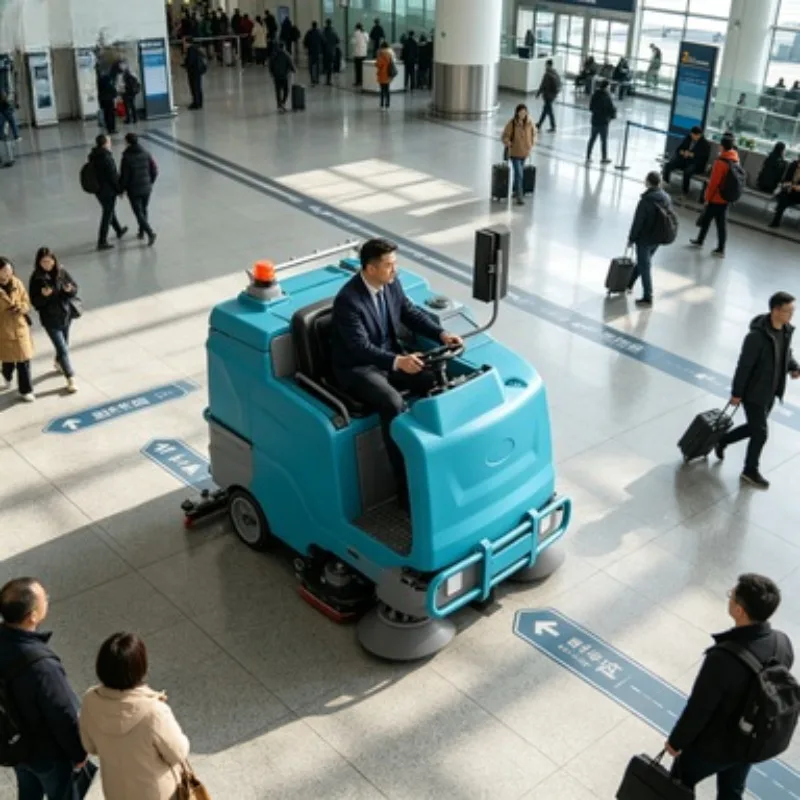 Electric High-Efficiency Self-Propelled Ride-on Floor Sweeper for Municipal Street Cleaning and Heavy Duty Pavement Maintenance