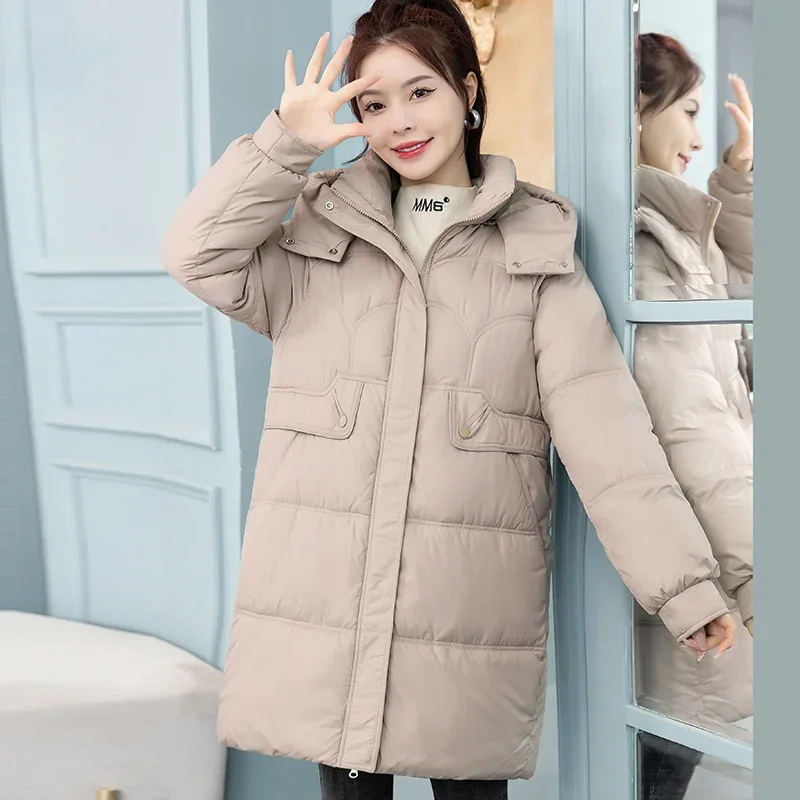 2023 neue lässige Mode weibliche Winter parkas für Frauen Mäntel Kapuze lange dicke Parka Frauen gepolsterte Jacke feminine Kleidung