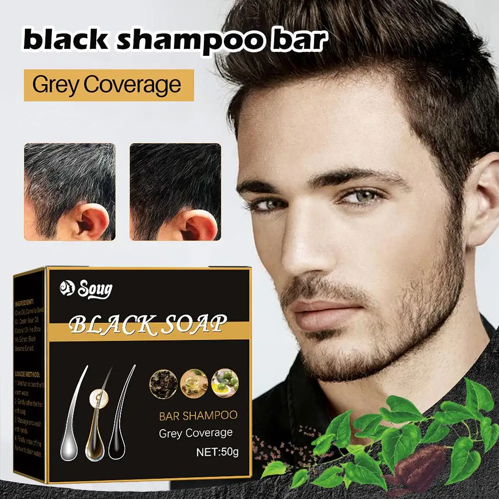 2pcs Black Shampoo Soap For Grey Hair Nourishing Shampoo Soap Black Shampoo Soap Regrow Hair Bar Gray White Color Dye For Men