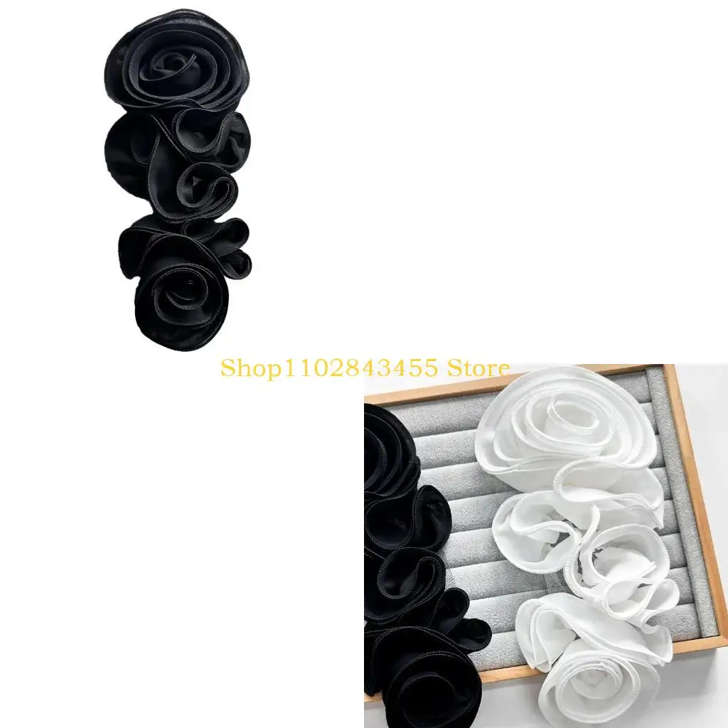 49MC Elegant Rose Flower Appliques Large Flower Handcraft Project Making Accessories