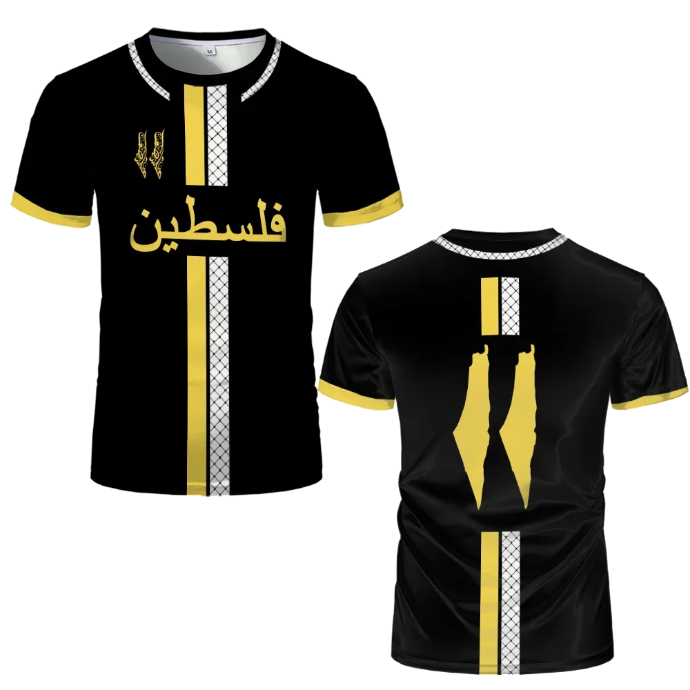 Palestine Football Jersey T Shirts Adult & Kids Light Luxury Digital Printed Soccer Uniforms Summer Mens Palestinian Flag Tees