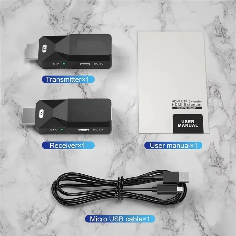 50M HD Video Extender 1080P over RJ45 Ethernet Cable Transmitter Receiver Single Side Power Supply for Camera TV PC Monitor view 4