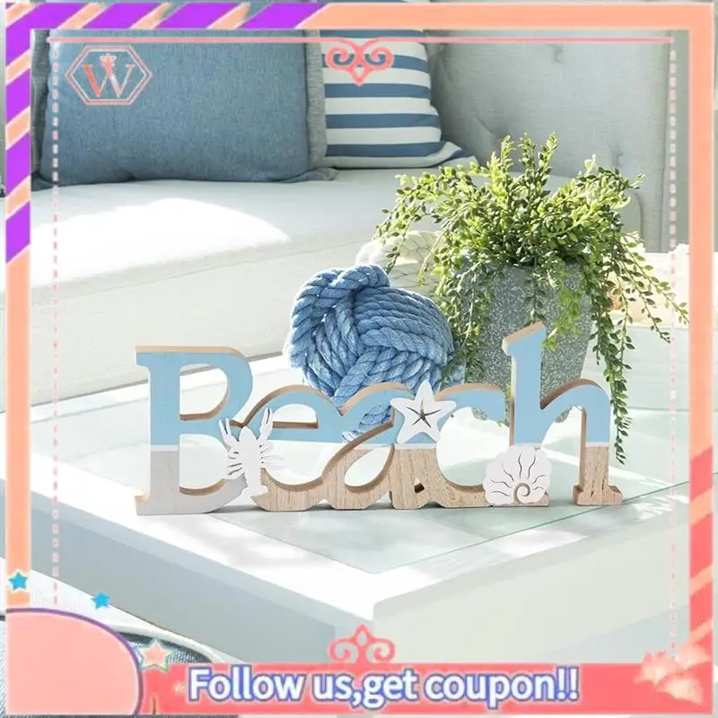Wooden Beach Decor Sign, Free Standing Beach Decorations For Home, Beach Houses Or Coastals Theme Room - Ocean Easy To Use