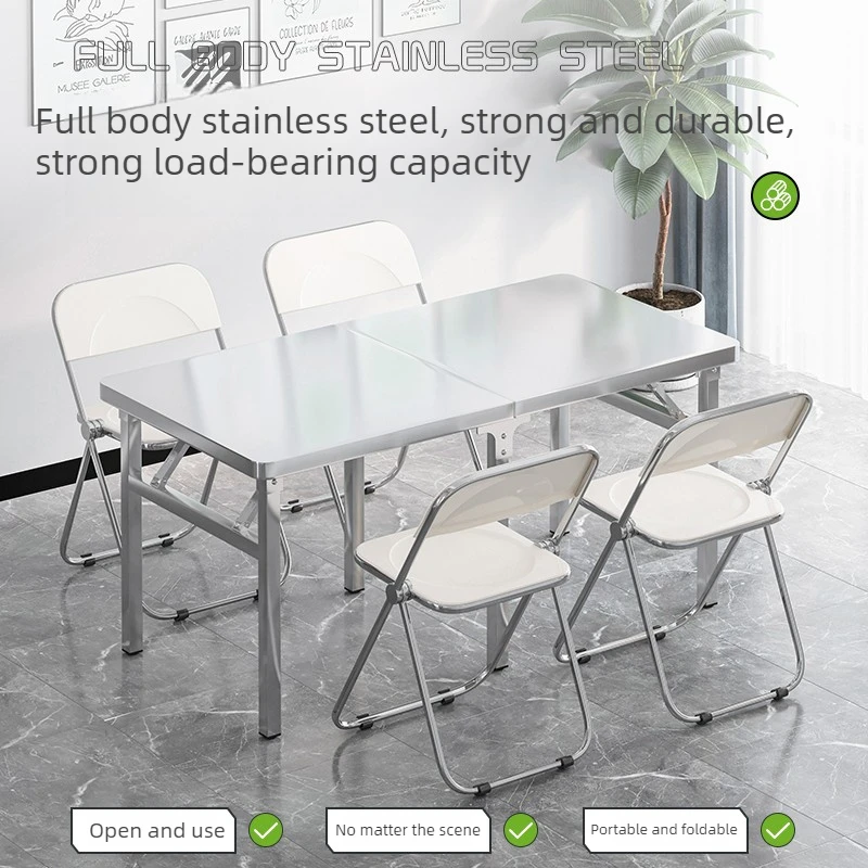 Stainless Steel Multifunctional Foldable Table Portable Outdoor Camping Desk Commercial Buffet Serving Counter Home Dining Table