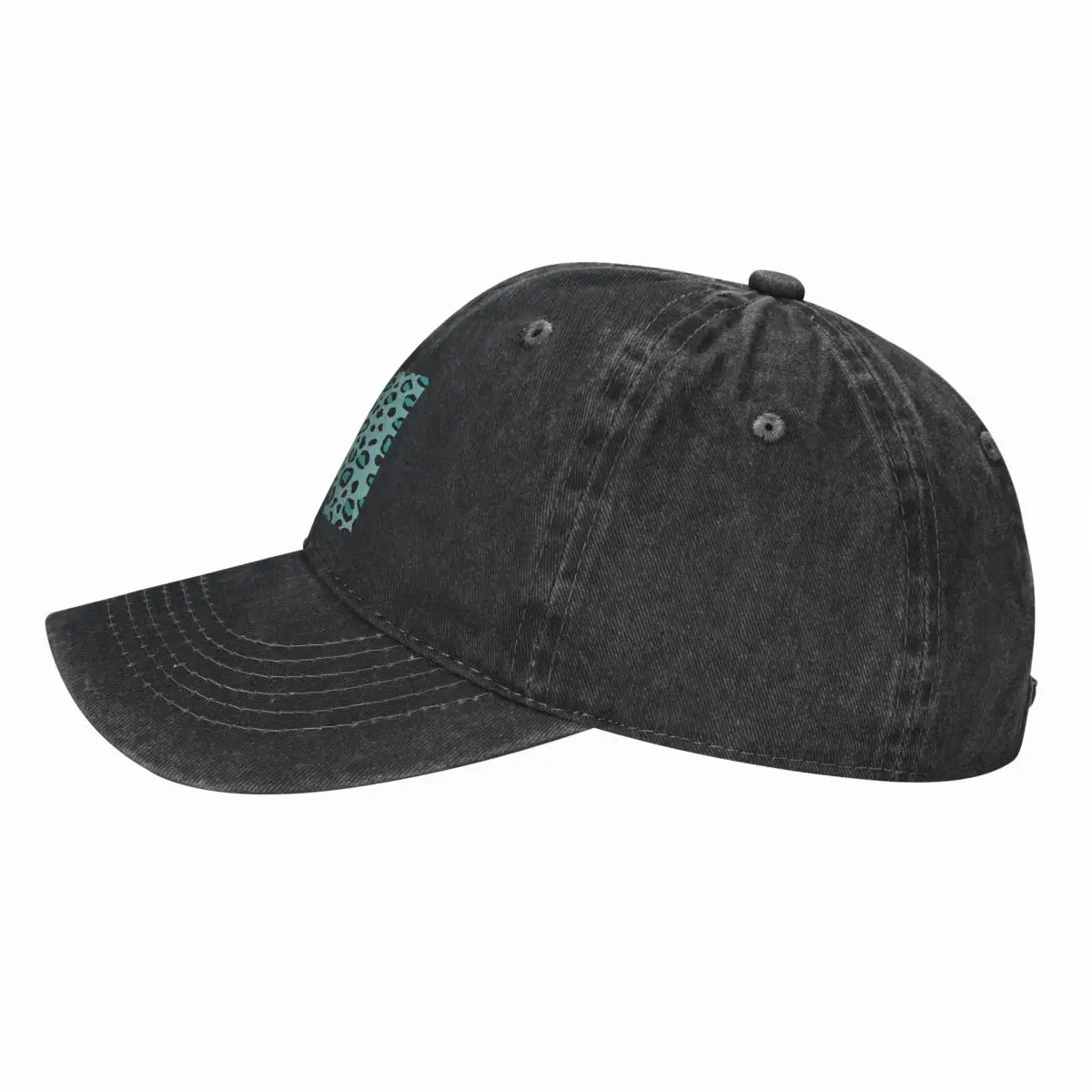 Cool Turquoise Blue Leopard Print Cheetah Baseball Caps Fashion Denim Fabric Hats Outdoor  Cowboy Hat for Unisex
