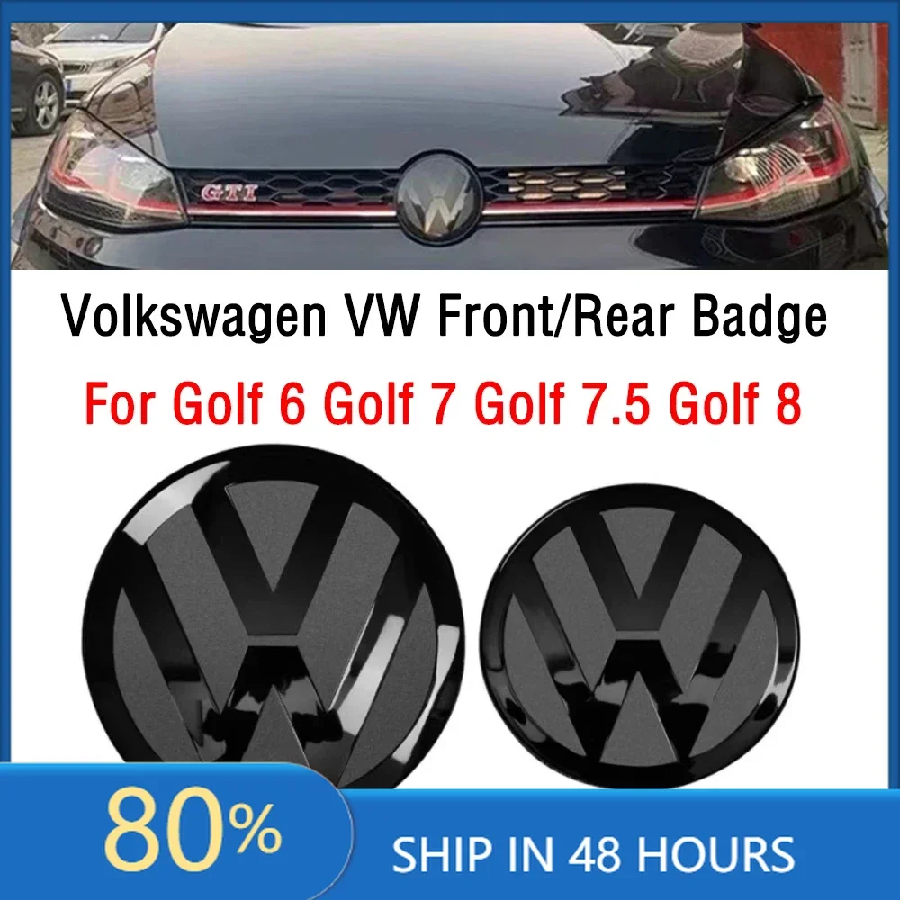 

Колпаки ступиц 2 шт. Передняя и задняя эмблема для VW Golf 6/Golf 7/Golf 7.5/Golf 8 Not Affect ACC Модифицированная черная этикетка с плоским зеркалом и логотипом Co