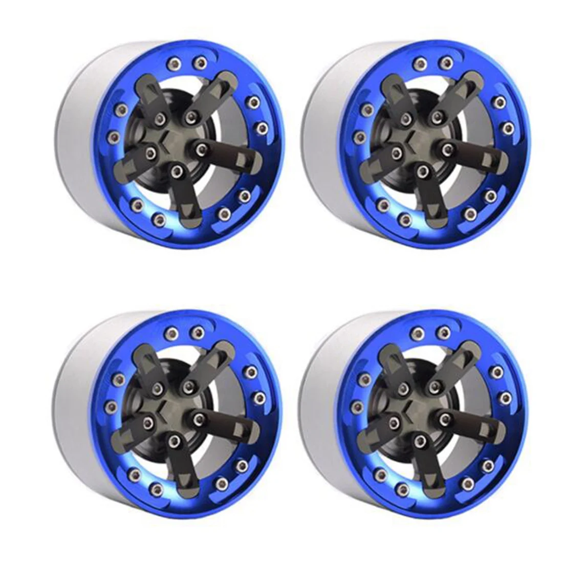 4 pezzi cerchi Beadlock da 2.2 pollici per 1/10 RC Rock Crawler Axial SCX10 RR10 Wraith 90046 TRX4 -6, blu