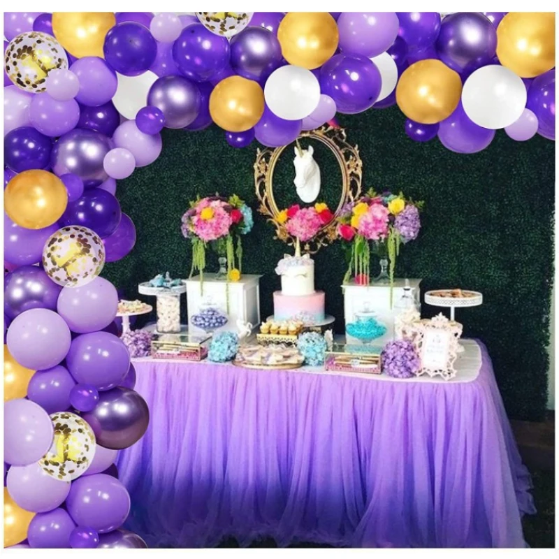 

Purple Gold Balloon Garland Arch Kit Metallic Purple Gold Latex Balloons for Baby Shower Wedding Graduation Birthday Decorations