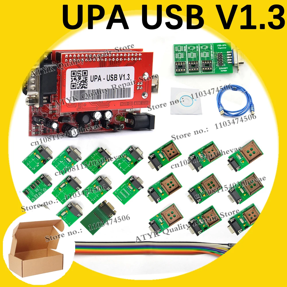 Programador USB UPA V1.3 com Adaptador Completo, Ferramenta de Diagnóstico OBD2, Programador de ECU upausb, Chip Tunning UPA-USB