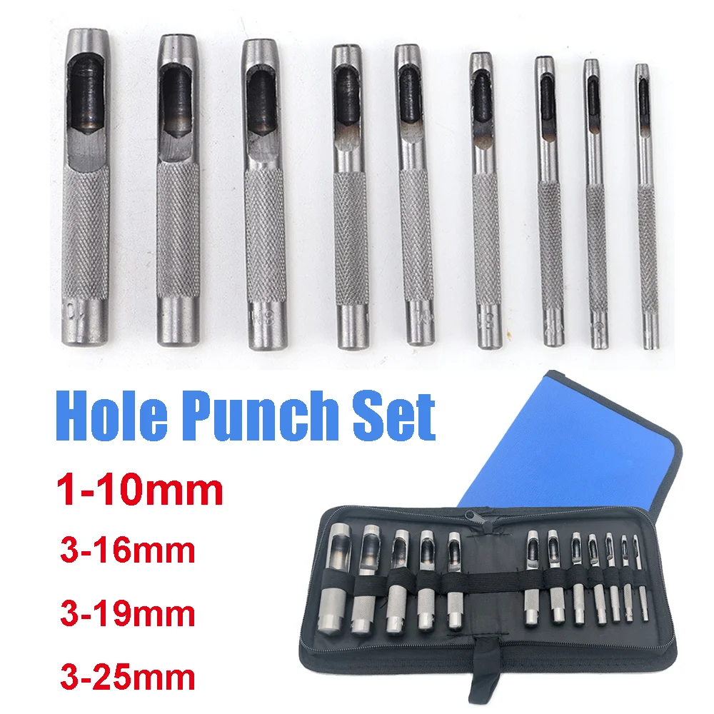 

12/14/15PCS Hole Punch Set Hollow Leather High Carbon Steel for DIY Belts Watch Bands Canvas Craft Round Hole Punch Repair Tools