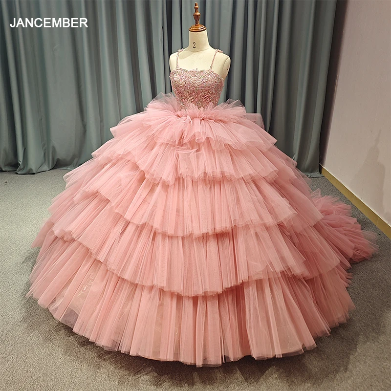 Vestido de encaje Floral con tirantes finos para quinceañera, vestido romántico de flores, rosas, cola, pastel, 2024