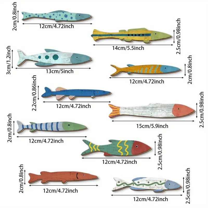 Handcrafted Wooden Fish Wall Art Set Ocean Coastal Style Decor for Home Bathroom Unique Housewarming Present
