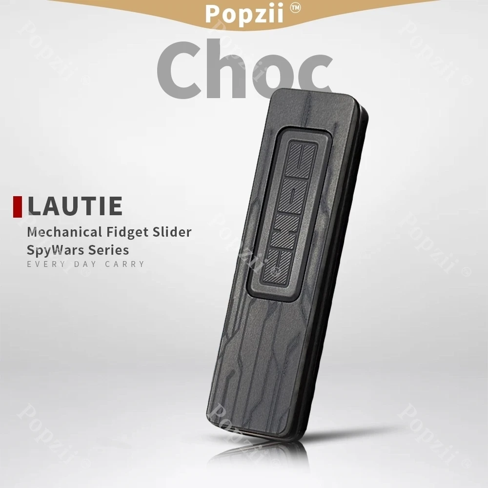 LAUTIE Choc Titanium Alloy Hand Carving EDC Mechanical Push Slider Adults Stress Relief Toy Fidgeting Toys