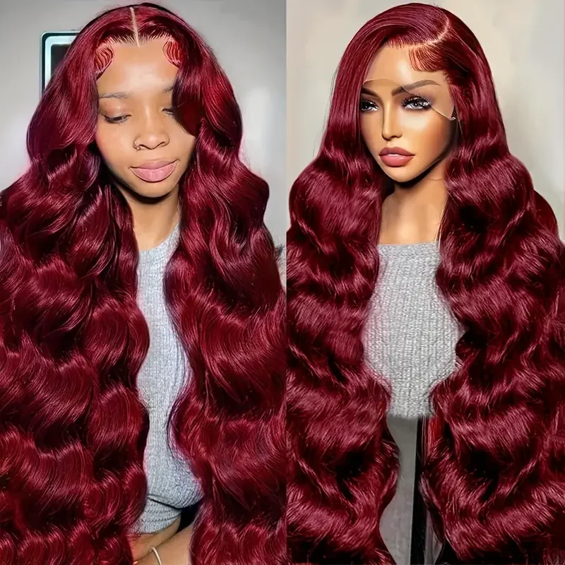 Burgundy 13x4 Lace Front Wigs 99J Body Wave Human Hair Wig 13x6 HD Lace Frontal Wig Colored Brazilian Hair Wigs For Women