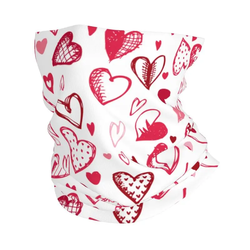 Розово-красная бандана с сердечками, многофункциональный шарф-труба для женщин и мужчин, для походов, кемпинга, мотоциклов, маска-балаклава, головной убор, защита для лица