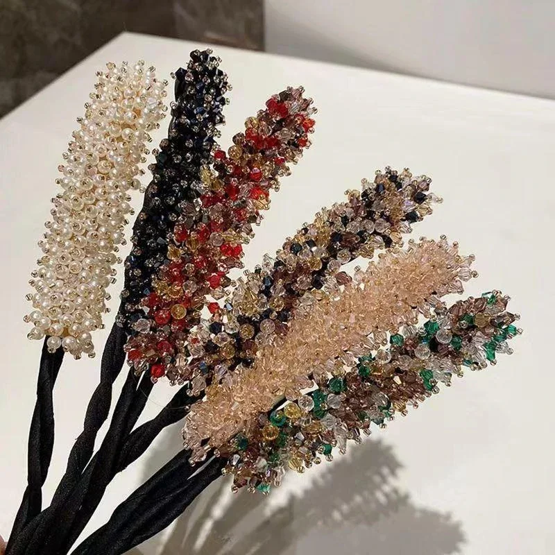 Flower Bud Tied Half Ball Head Artifact Wedding Bridal Rhinestone Hairpins Clip Women Twist Magic Tool Hair Bun Hair Accessories