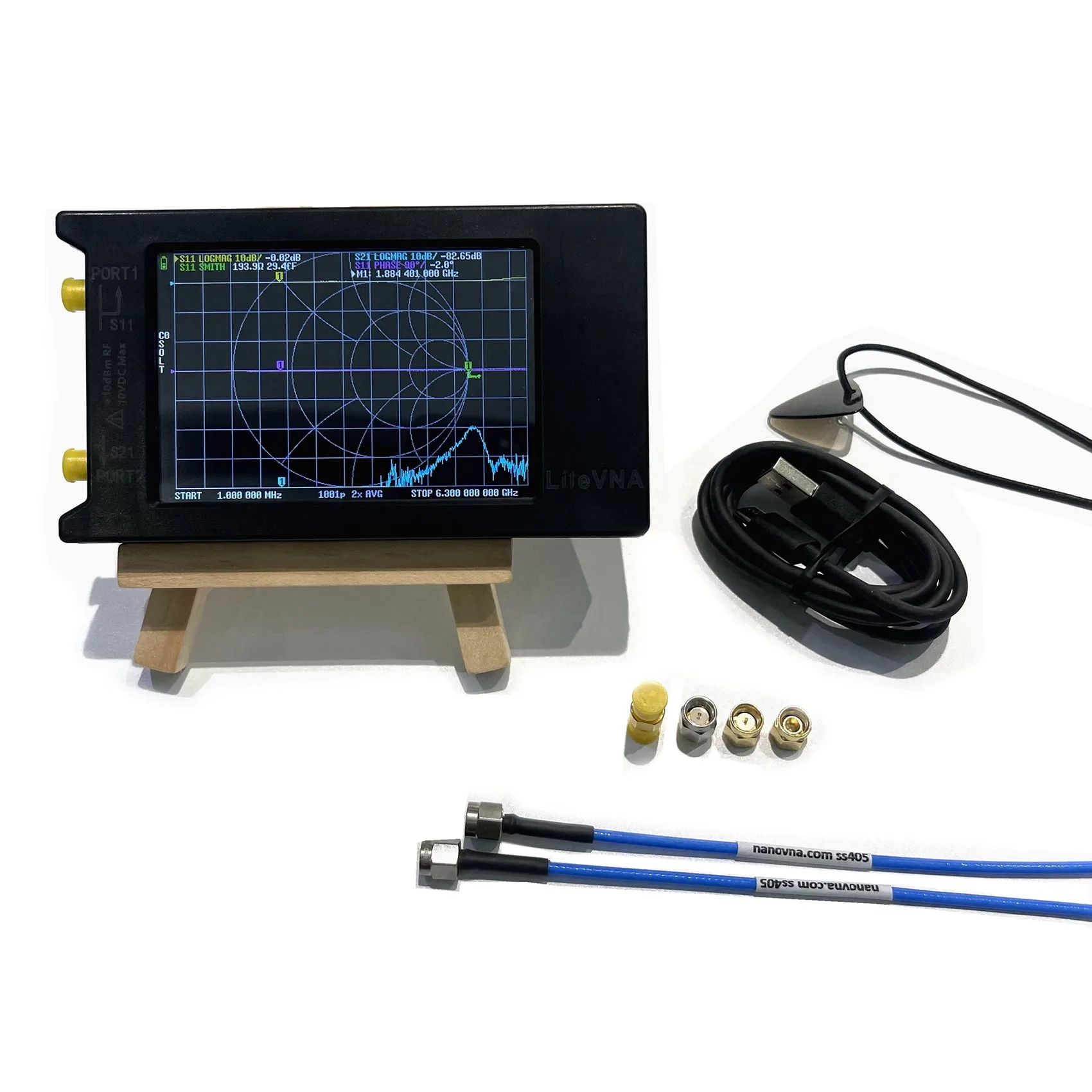 LiteVNA penganalisa antena HF UHF, LiteVNA-64 50 khz-6.3 GHz jaringan vektor layar sentuh 4 inci pembaruan NanoVNA