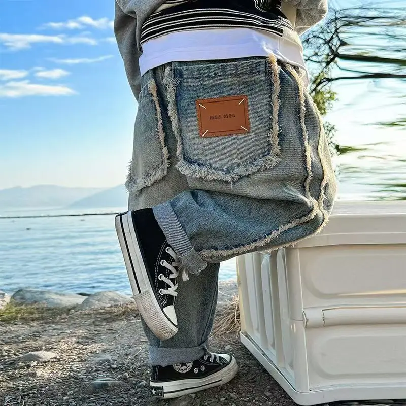 Boys' and Girls' Jeans Spring and Autumn New Collection Children's Loose Western style Pants Retro Fashion