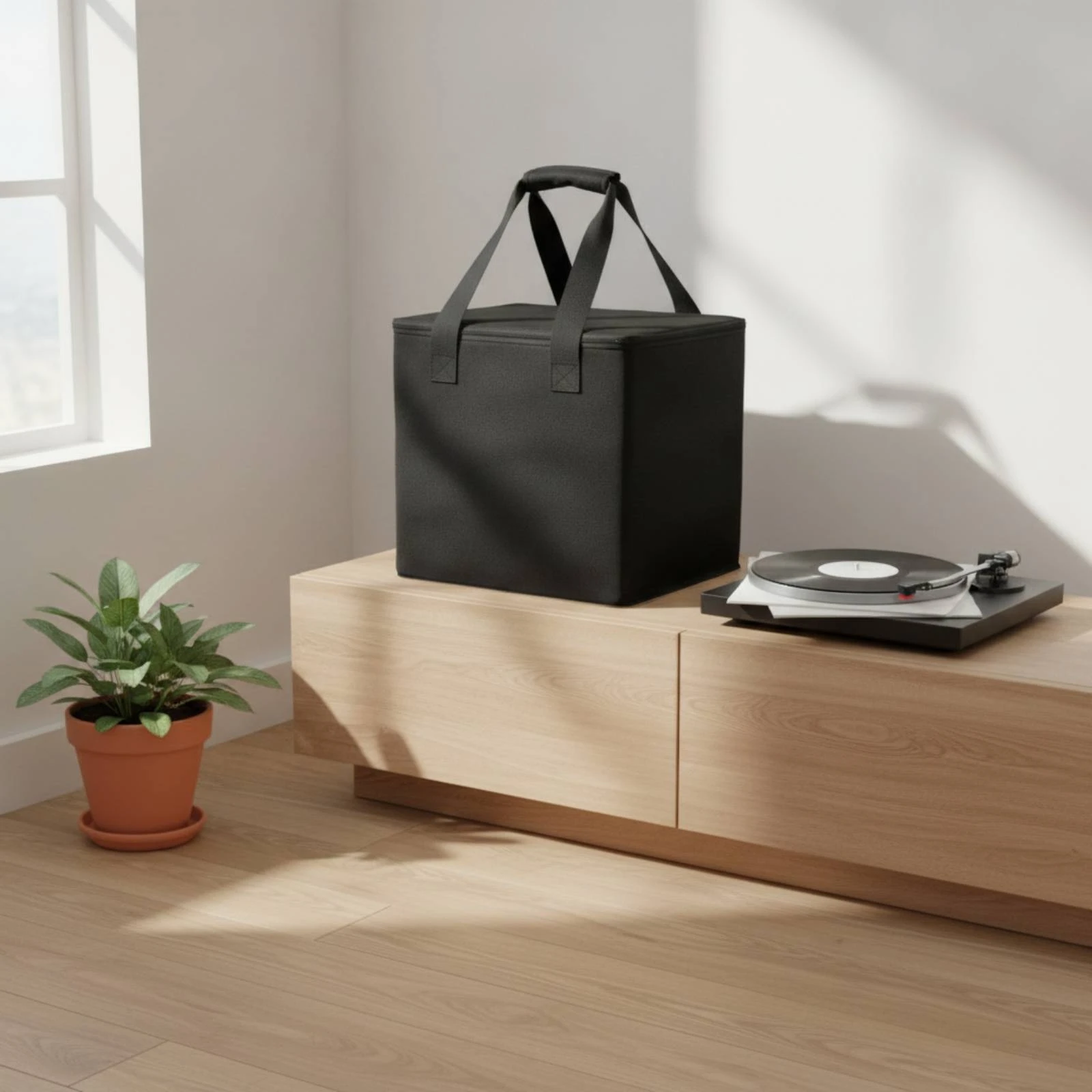 Vinyl Album Bag Soft Sided Album Tote Bag Holder Shielding Long-Lasting for DJs, Home Organization, Travel