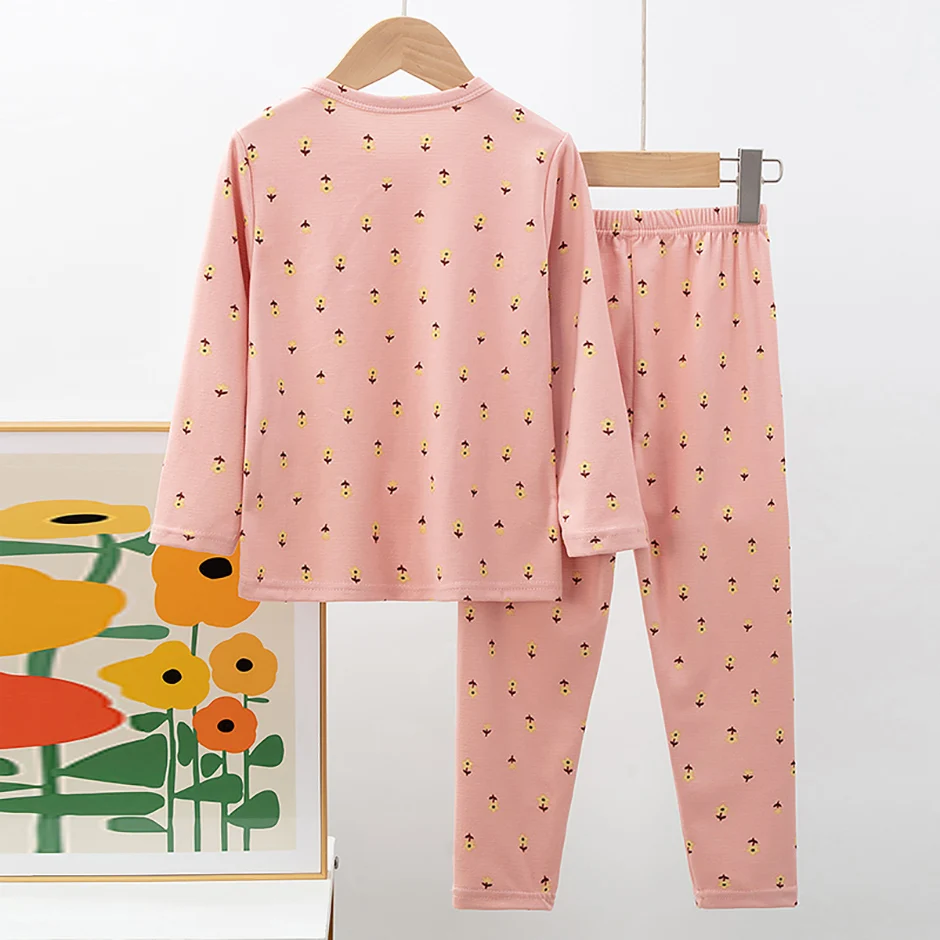 2-teiliges Kinder-Set, Jungen/Mädchen, gleicher Stil, Herbst/Winter, warm, schweißabsorbierend, bedruckt, mehrfarbig, modische Pyjamas – Detail 13