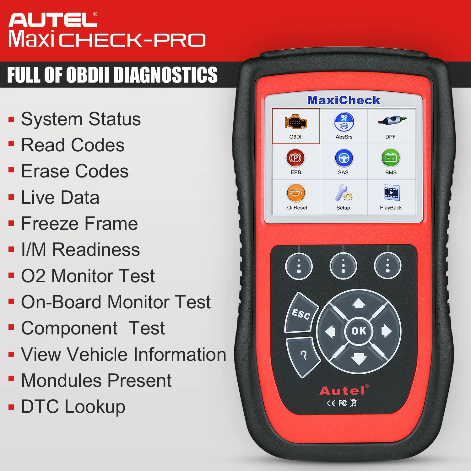 Autel MaxiCheck Pro OBD2 Auto Diagnostic Device Tool Scanner ABS Airbag EPB DPF Oil Reset Car Escaner Automotriz Code Reader
