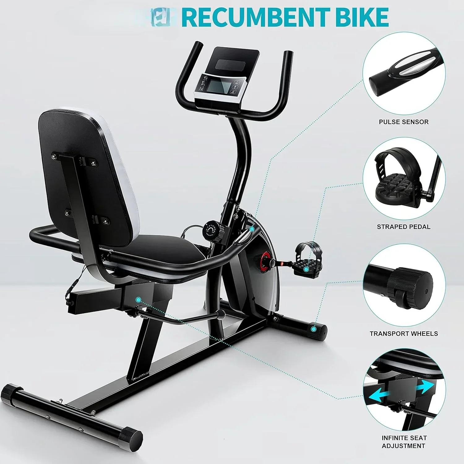 

Recumbent Exercise Bike for Adults Seniors - Recumbent Bikes for Home with Magnetic Resistance