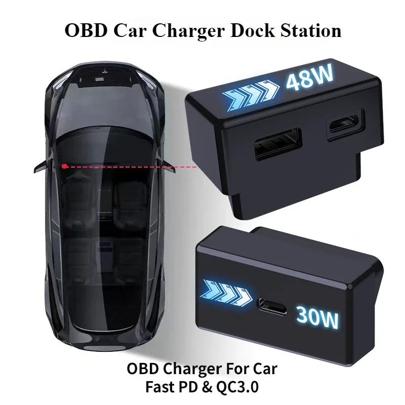 OBD Car Charger for Tesla Model Y 3 S X Highland Mobile Fast Charging Hidden Socket Under Steering Wheel Modely Docking Station