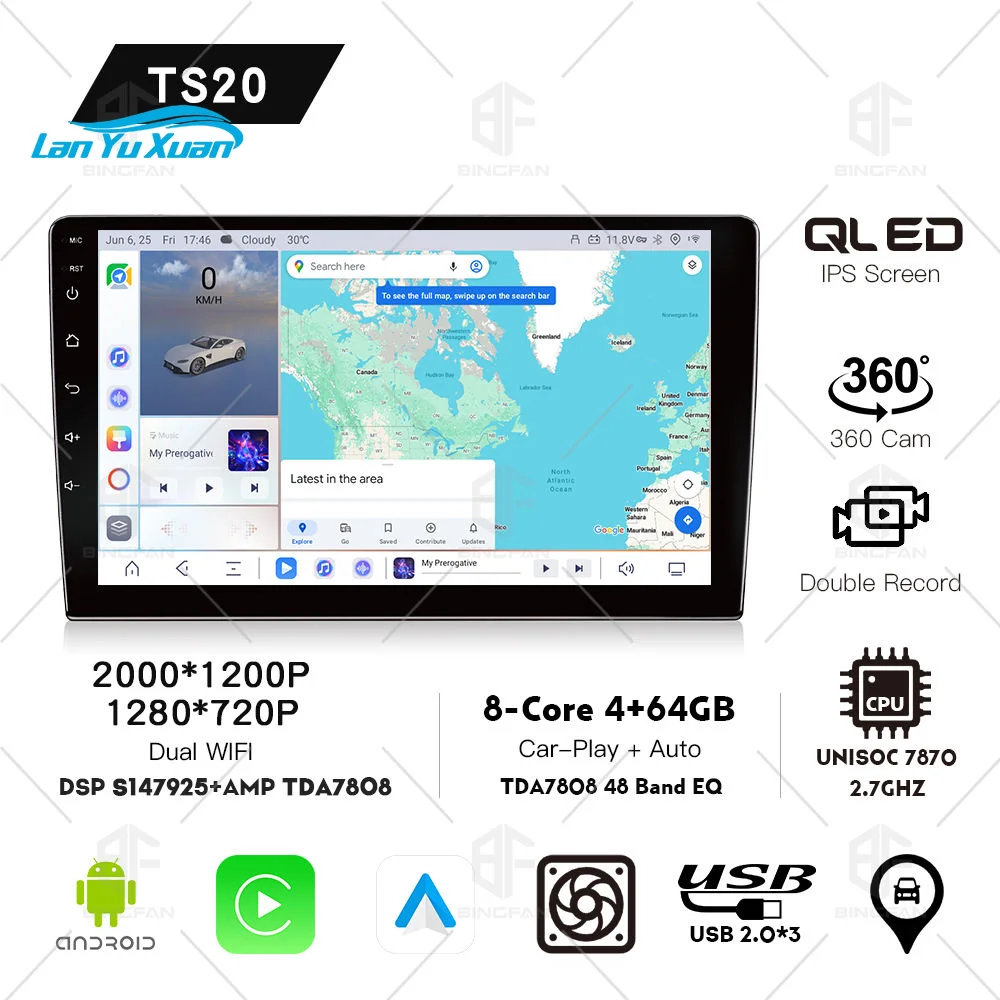 TS10S Android 2 Din 9/10 Inch Touch Screen Car DVD Player 4G LTE Android Radio DSP Wireless Carplay GPS Navigation 8 Core WIFI view 6