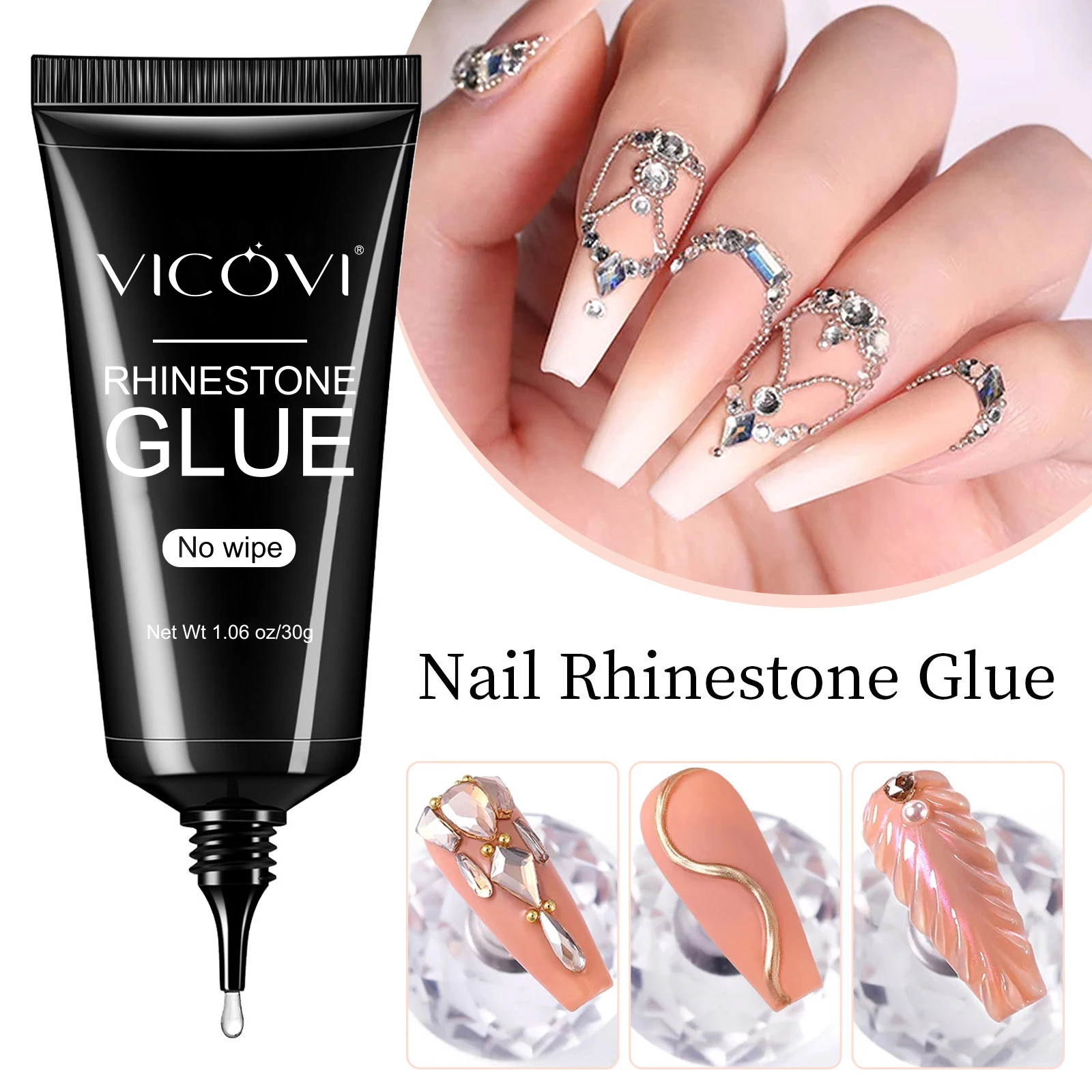 1Pc 30g Super Strong Nail Rhinestone Glue Fast Drying & Adhesive False Nail Glue UV Light Curing For Professional Home Salon DIY