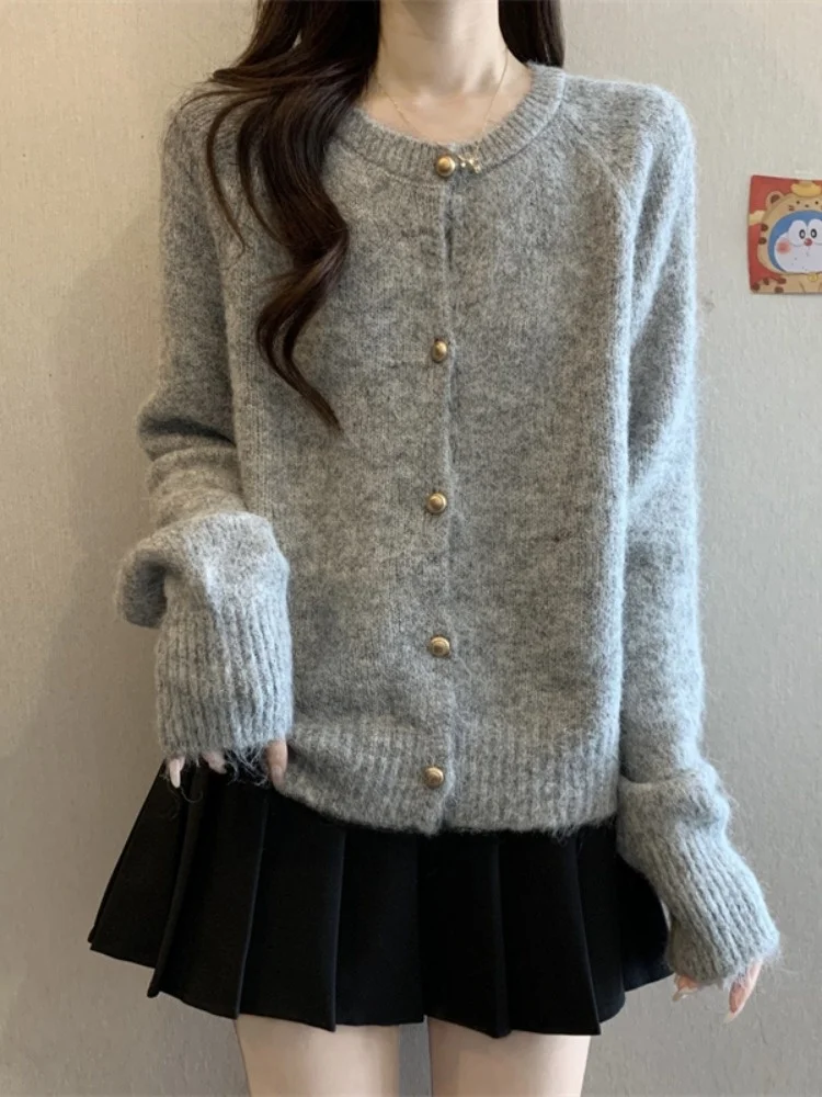 E leite macio branco longo sve malha aberta cardigan camisola feminina outono inverno novo solto outerwear topo na moda